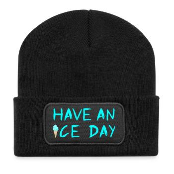 Eis Eiscreme coole Sprüche Sommerzeit Fan - Recycelte Patch Beanie - Schwarz - Vorne