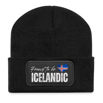 Fière d’Islandaise, j’adore l’Islande - Beanie recyclé à patch - noir - Devant