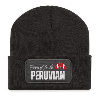 Fier péruvien, fabriqué au Pérou - Beanie recyclé à patch - charbon - Devant