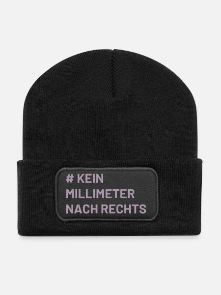Antifa Mindset kein Millimeter nach rechts - Recycelte Patch Beanie - Schwarz