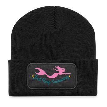 Sirène sous-marine avec citation motivante - Beanie recyclé à patch - noir - Devant