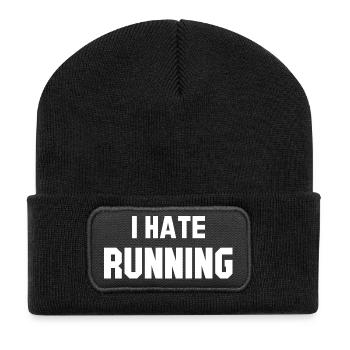 Lebendiges Anti-Hass-Laufzitat-Design - Recycelte Patch Beanie - Schwarz - Vorne