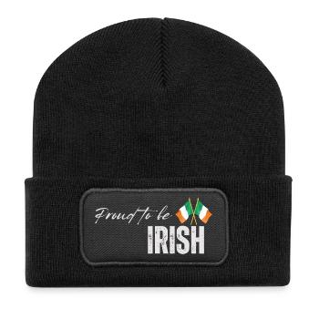 Irischer Stolz, ich liebe Irland - Recycelte Patch Beanie - Schwarz - Vorne