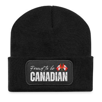 Flagge von Kanada, Kanadischer Stolz - Recycelte Patch Beanie - Schwarz - Vorne