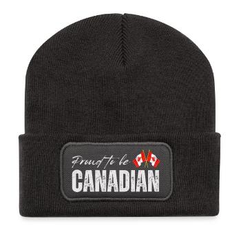 Flagge von Kanada, Kanadischer Stolz - Recycelte Patch Beanie - Dunkelgrau - Vorne