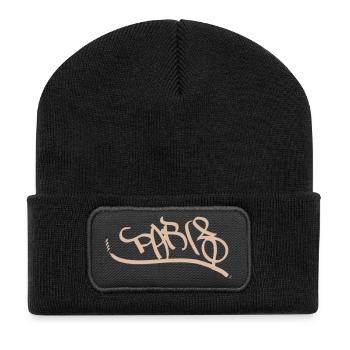 Lettrage de graffiti à Paris - Beanie recyclé à patch - noir - Devant