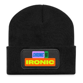 Chronique mais ironique - Beanie recyclé à patch - noir - Devant