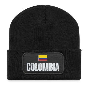 Flagge von Kolumbien, ich liebe Kolumbien - Recycelte Patch Beanie - Schwarz - Vorne