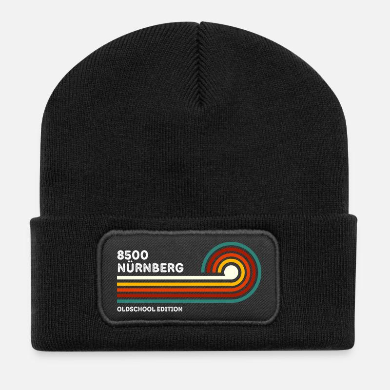 Nürnberg Retro Shirt 8500 PLZ Souvenir 80er Kult - Recycelte Patch Beanie - Schwarz