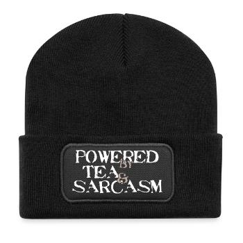 Powered by Tea &amp; Sarcasm - Recycled Patch Beanie - black - Front