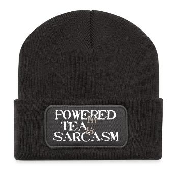 Propulsé par le thé et le sarcasme - Beanie recyclé à patch - charbon - Devant