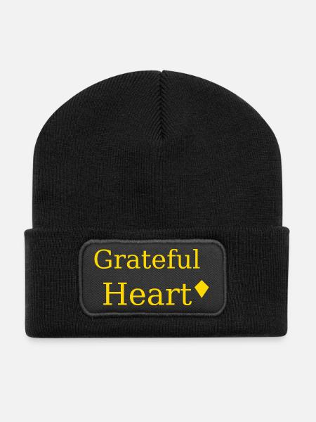 Grateful Heart Motif Yellow - Recycled Patch Beanie - black