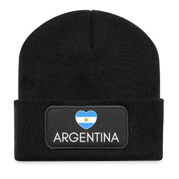 Herz mit argentinischer Flagge, ich liebe Argentinien - Recycelte Patch Beanie - Schwarz - Vorne