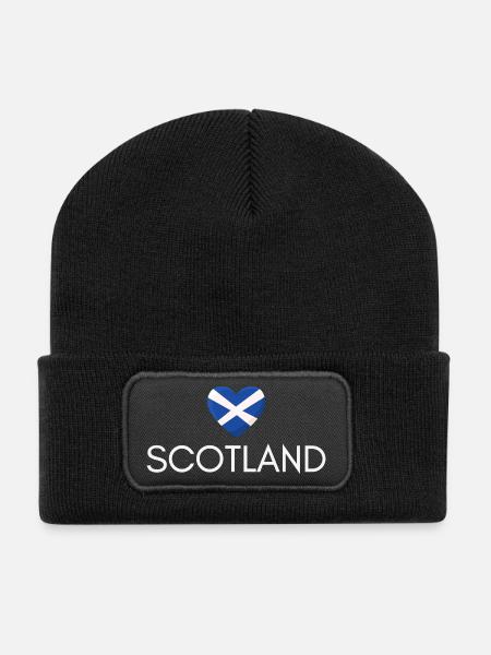 Herz mit schottischer Flagge, schottischer Stolz - Recycelte Patch Beanie - Schwarz