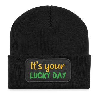 C’est votre jour de chance - Beanie recyclé à patch - noir - Devant