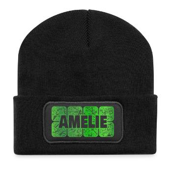 Amélie comme prénom - Beanie recyclé à patch - noir - Devant