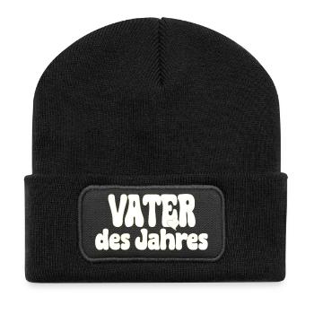 Vater des Jahres Award Design - Recycelte Patch Beanie - Schwarz - Vorne