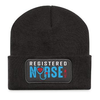 Lustige Krankenschwester Geschenke Krankenpflege Outfits - Recycelte Patch Beanie - Dunkelgrau - Vorne