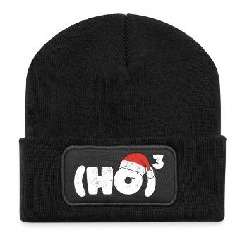 Ho Ho Ho Weihnachtsmann Hut Geschenk Vintage Weihnachten - Recycelte Patch Beanie - Schwarz - Vorne