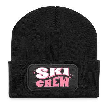 Pink Ski Crew Girls – Ladies Ski Design - Recycelte Patch Beanie - Schwarz - Vorne