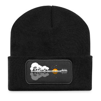 Guitare Nature Forêt Arbres Réflexion Musique Cadeau - Beanie recyclé à patch - noir - Devant