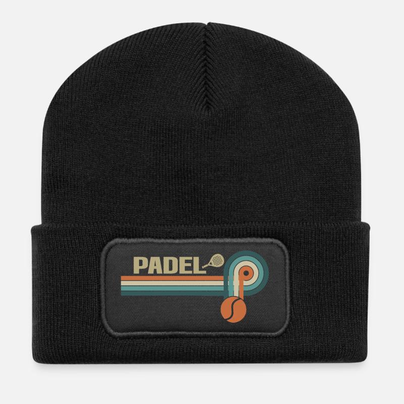 Retro Padel für Sportfans - Recycelte Patch Beanie - Schwarz