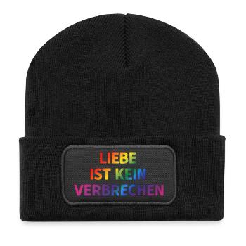 L’amour n’est pas un crime – message clair - Beanie recyclé à patch - noir - Devant