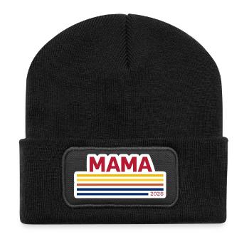 Mama 2026 Retro - Recycelte Patch Beanie - Schwarz - Vorne