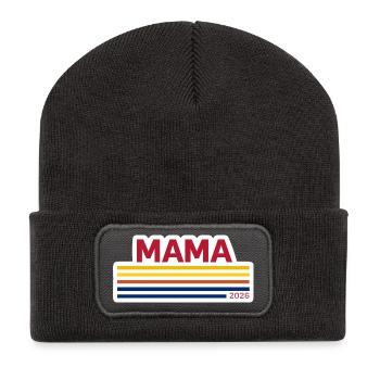 Mama 2026 Retro - Recycelte Patch Beanie - Dunkelgrau - Vorne