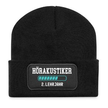 Hearing aid acoustician training 2nd year of apprenticeship 2nd year of work - Recycled Patch Beanie - black - Front