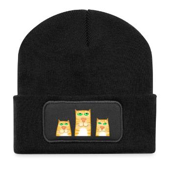 3 cats - Recycled Patch Beanie - black - Front