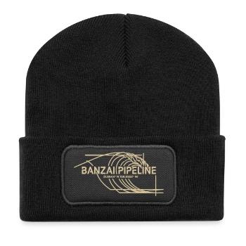 Banzai Pipeline Surf Wave Art - Beanie recyclé à patch - noir - Devant