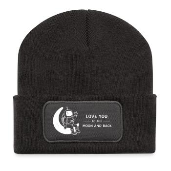 Love You To The Moon And Back Illustration - Beanie recyclé à patch - charbon - Devant