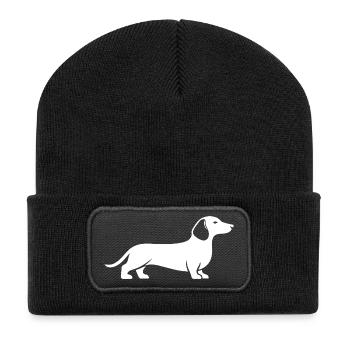 Dachshund Silhouette – minimalist dog design - Recycled Patch Beanie - black - Front