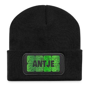 Antje - Beanie recyclé à patch - noir - Devant
