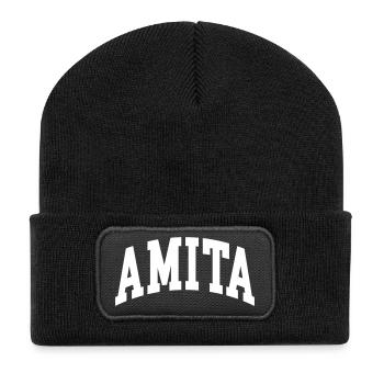 Amita - Recycelte Patch Beanie - Schwarz - Vorne