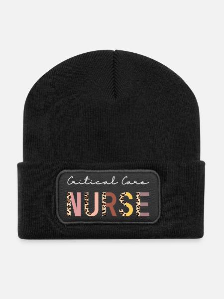 Intensivpflegepfleger-Pflegekraft CCN Boho-Design - Recycelte Patch Beanie - Schwarz