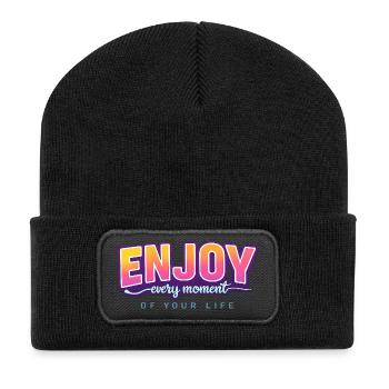 Enjoy Every Moment Of Your Life Typography - Recycled Patch Beanie - black - Front