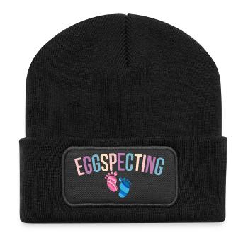 Eggspecting : grossesse de Pâques révèle une maman mignonne - Beanie recyclé à patch - noir - Devant