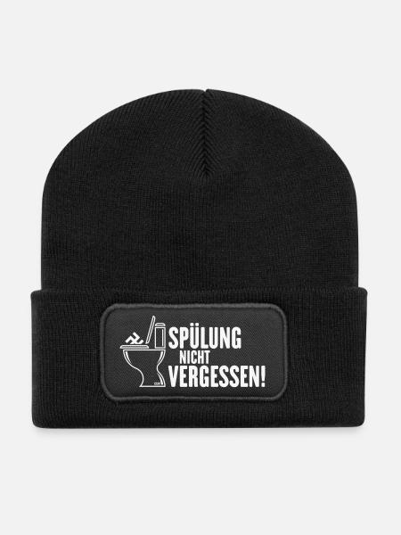 Spülung Nicht Vergessen! (Gegen Rechts / White) - Recycelte Patch Beanie - Schwarz