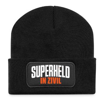 Superheld In Zivil Superhero Superhelden Kostüm - Recycelte Patch Beanie - Schwarz - Vorne