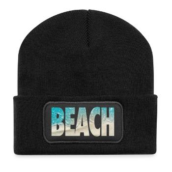 Ambiance texte de la plage tropicale de l’océan - Beanie recyclé à patch - noir - Devant