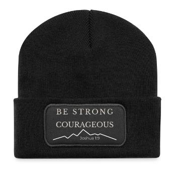 Sois fort et courageux | Josué 1:9 - Beanie recyclé à patch - noir - Devant