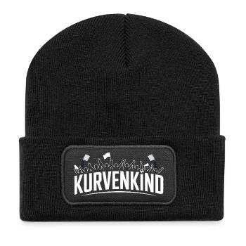 Courbe enfant stade joie - Beanie recyclé à patch - noir - Devant