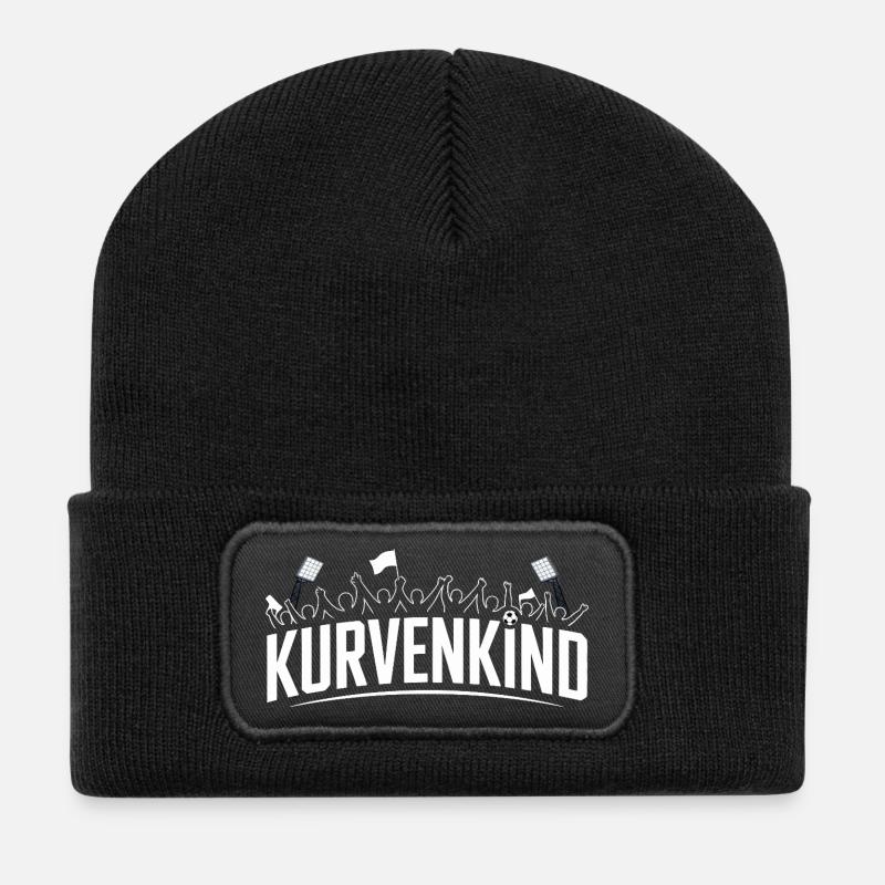 Kurvenkind Stadionfreude - Recycelte Patch Beanie - Schwarz