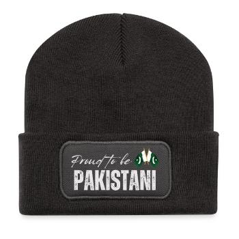 Fier Pakistanais, j’aime le Pakistan - Beanie recyclé à patch - charbon - Devant