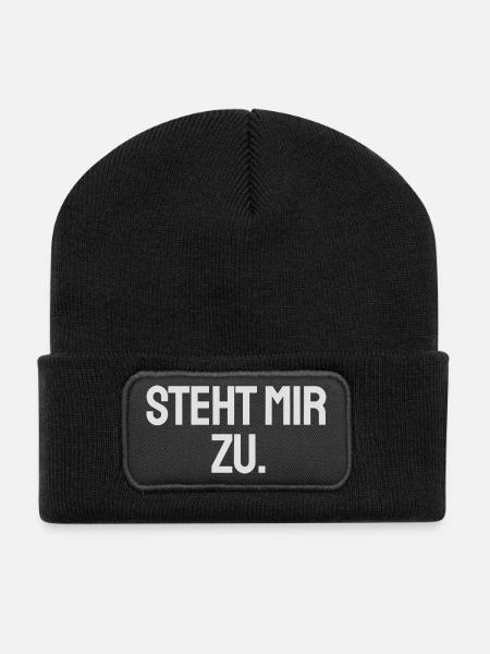 Steht mir zu. Helles Design für dunkle Produkte. - Recycelte Patch Beanie - Schwarz