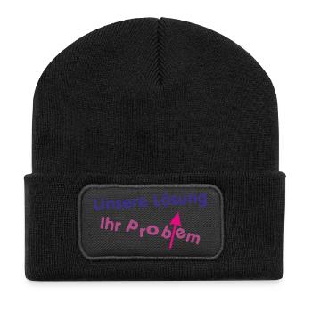 Unsere Lösung (wird) Ihr Problem ... - Recycelte Patch Beanie - Schwarz - Vorne