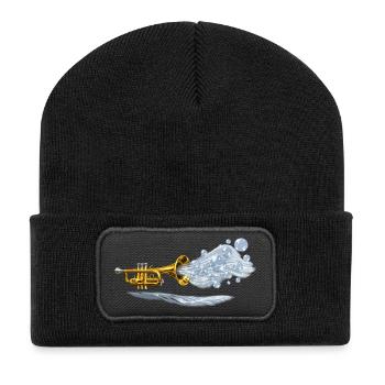 Aqua Brass Burst - Recycelte Patch Beanie - Schwarz - Vorne