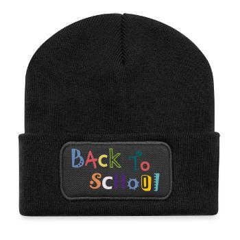 back to school - Recycelte Patch Beanie - Schwarz - Vorne